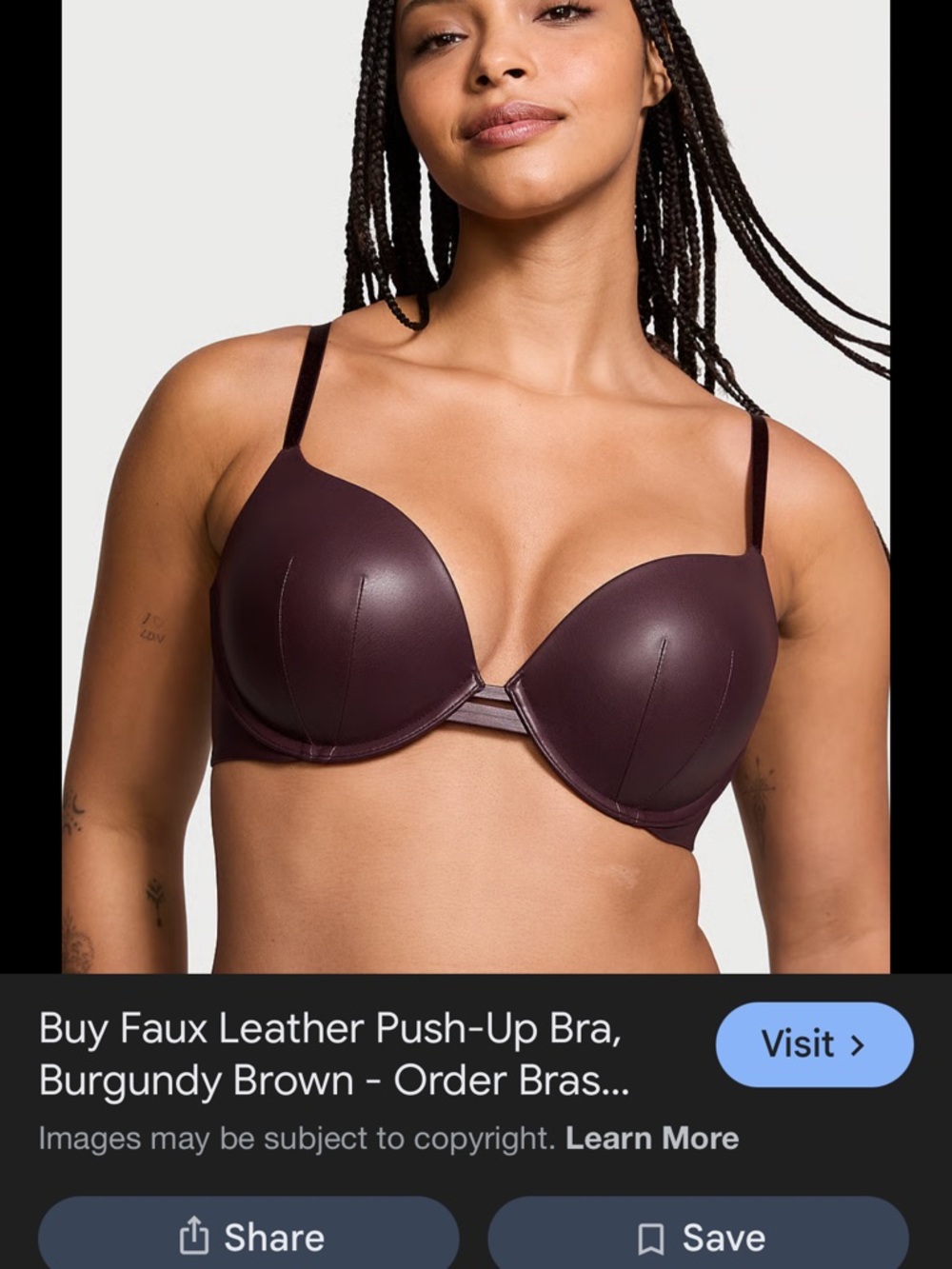 Victoria's Secret Faux Leather Push-Up Bra - Burgundy Brown